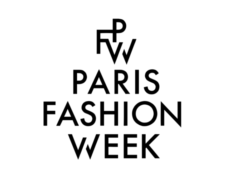 Logo for Paris Fashion Week featuring stylized 'PFW' initials above the words 'PARIS FASHION WEEK' in bold black text.