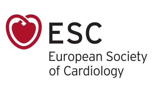 Logo of the European Society of Cardiology, featuring a stylized red heart with a line through it and the initials ESC.