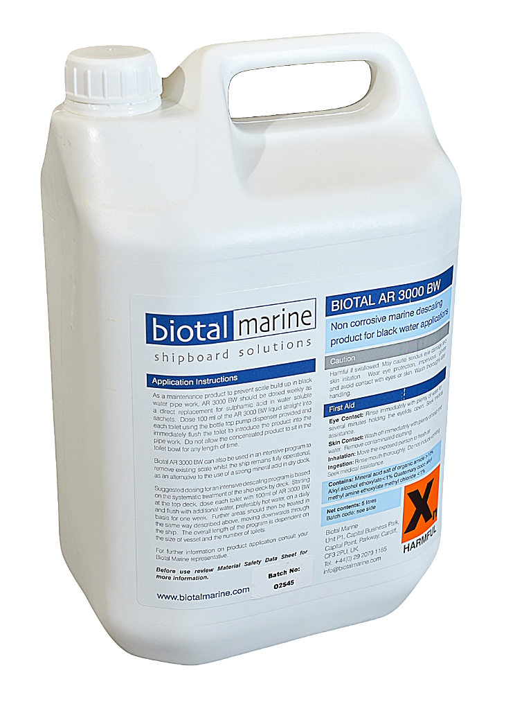 Biotal AR 3000 BW - black water descaler and acid replacement for marine sanitation systems
