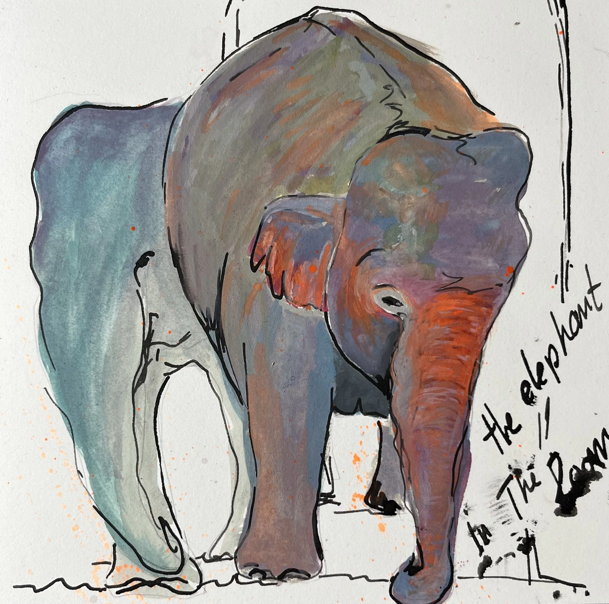 The elephant in the room / gouache / free work