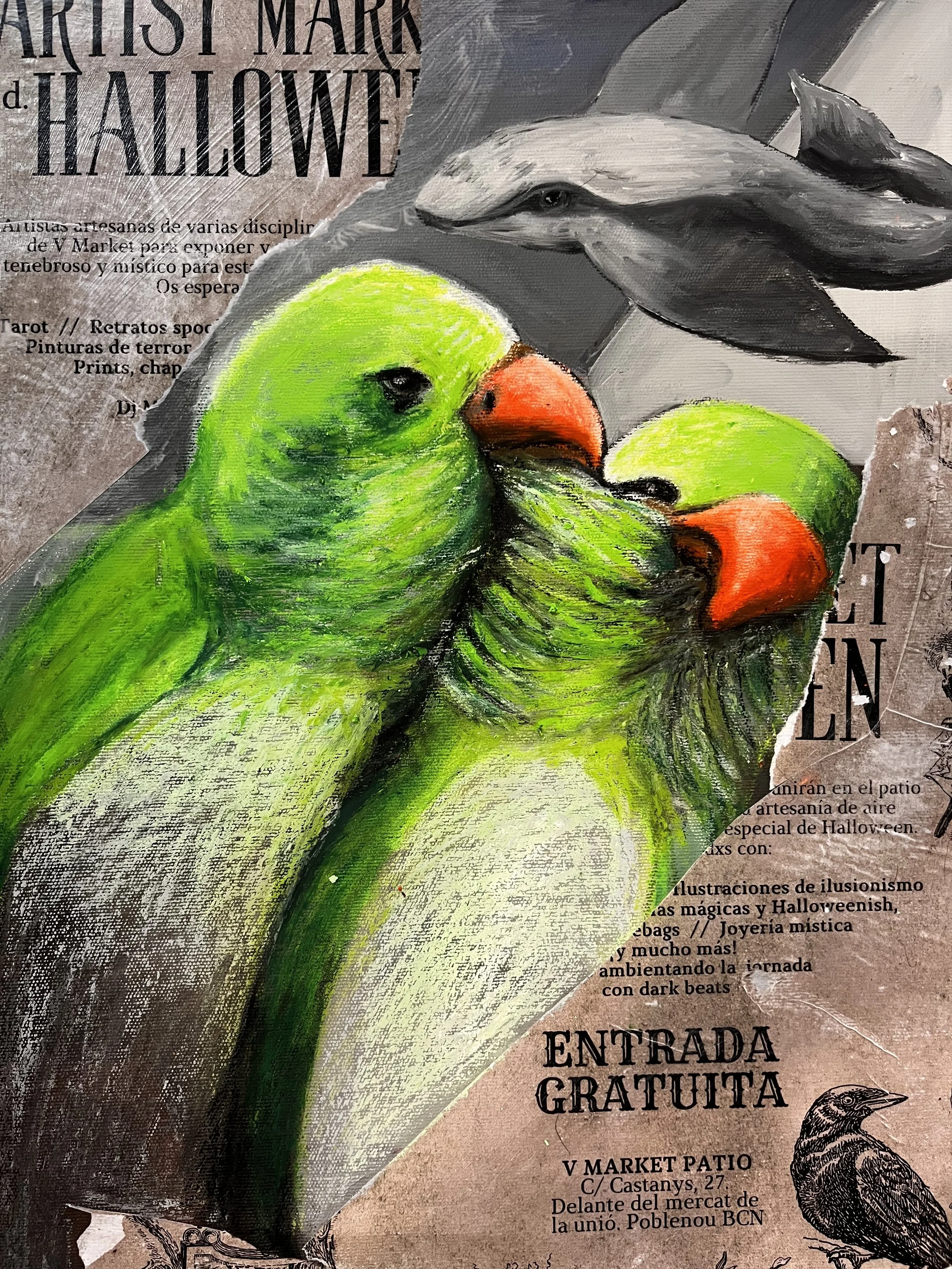 the heart of barcelona/mixed media painting