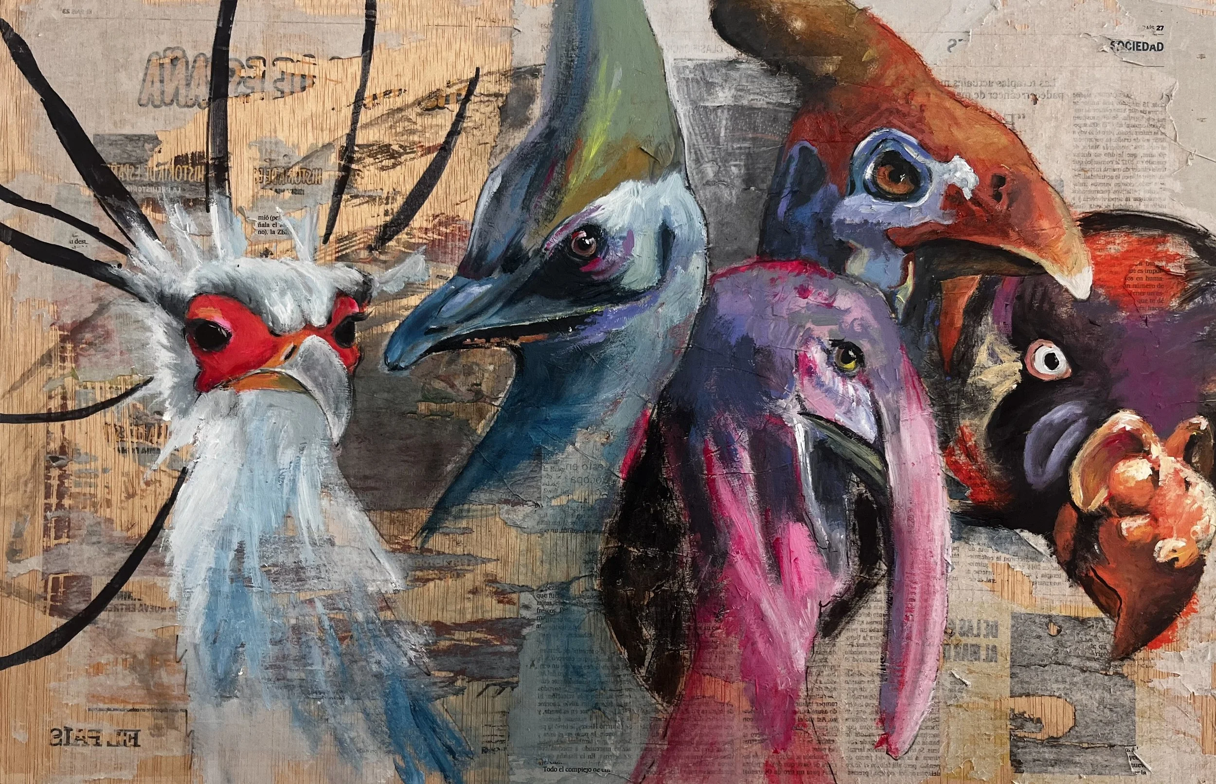 THE PRETTY ONE / oil on wood panel (newspaper-mounted) / 60x40cm / 2024