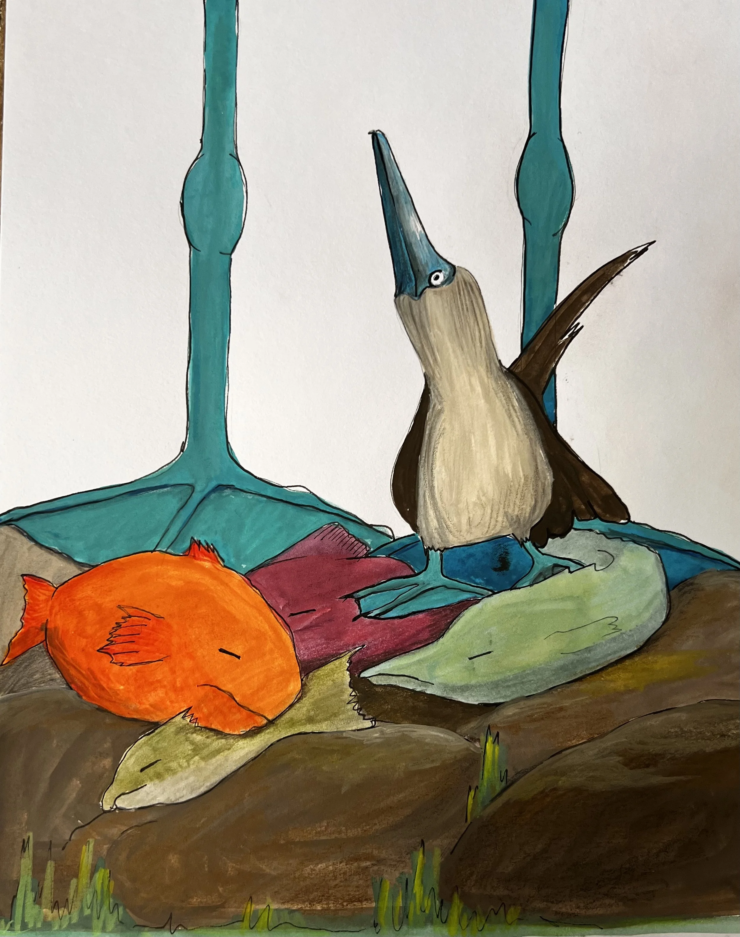 Bobby and the fish / gouache / book project