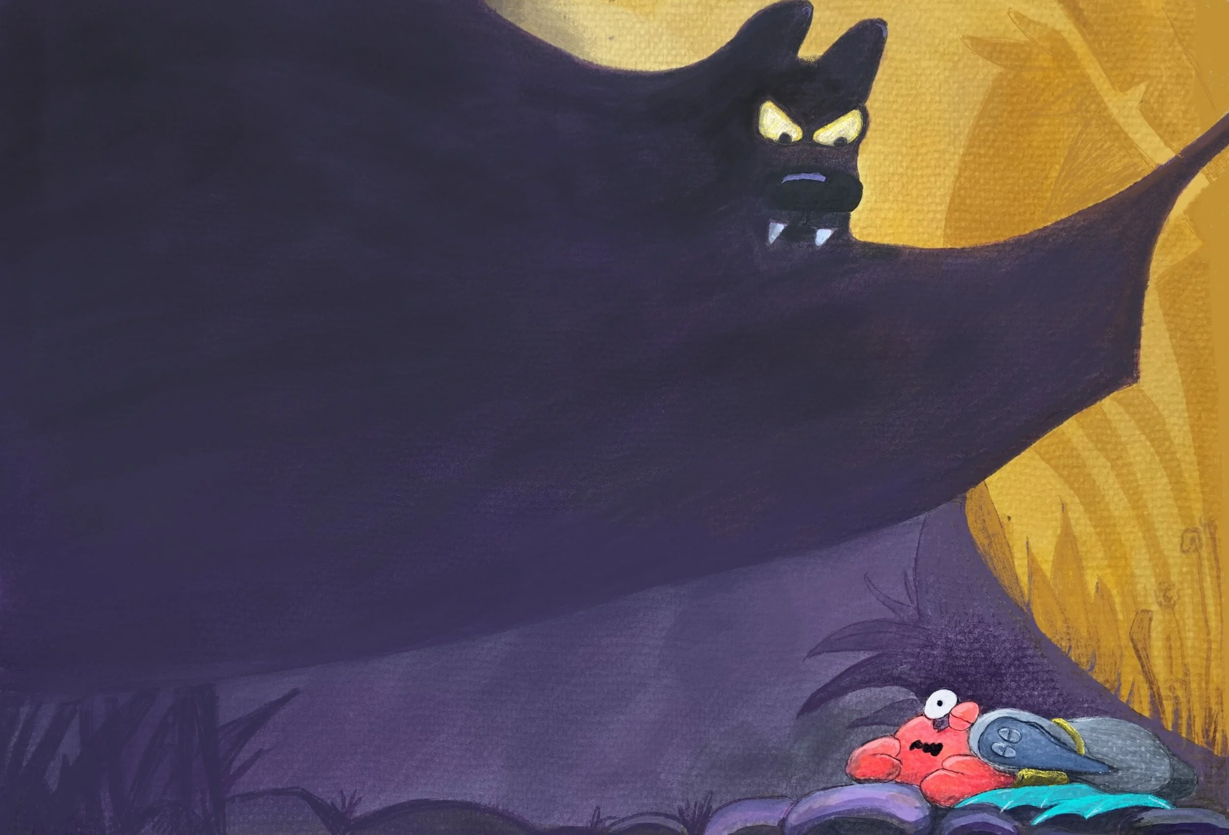 THE SCARY BAT SCENE - DOUBLE SPREAD