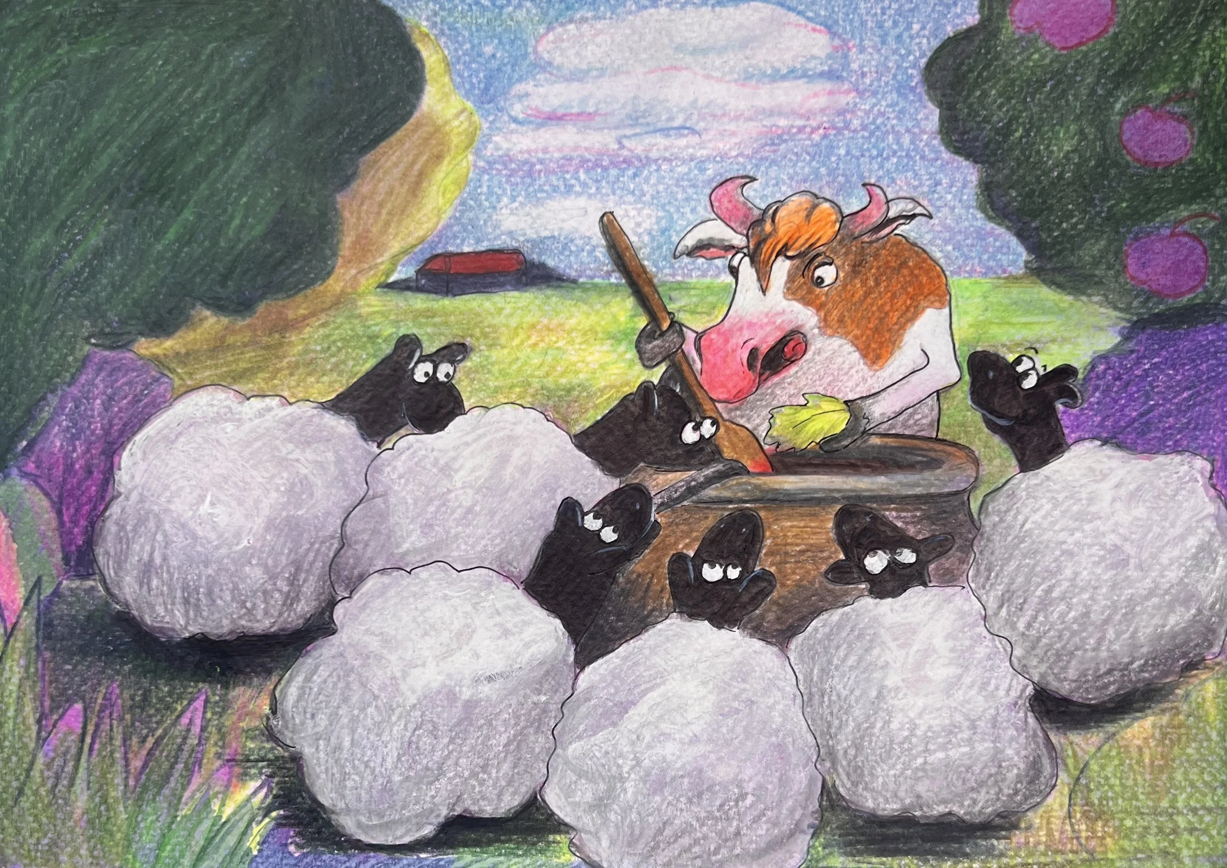 Sheep and Cow are making jam