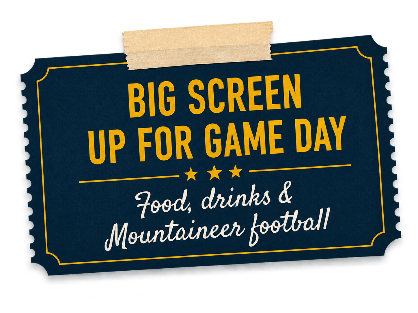 Tropics in Morgantown promotion for Mountaineer football weekends with big-screen game day viewing, food and drinks.
