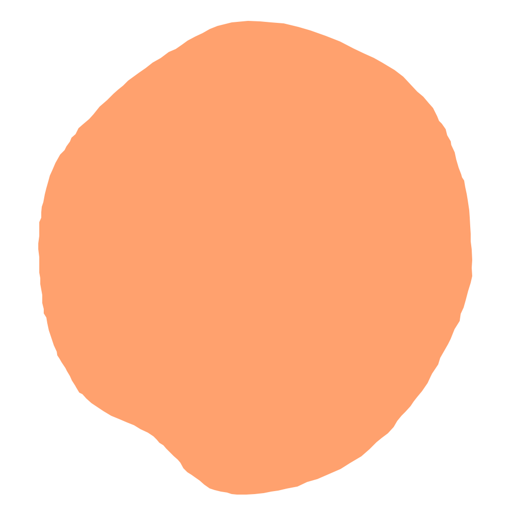 A digital illustration of a round, orange object with a slightly irregular shape, resembling a tree trunk.