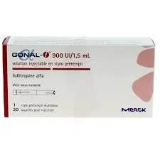 Box of Gonal-F 900 IU/1.5 mL medication for injection.