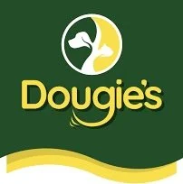 Dougie's logo with a stylized duck head and a yellow swoosh on a green background