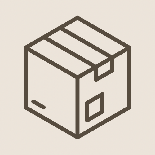 Stylized illustration of a cardboard box with tape and labeling.