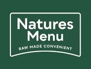 Green sign reading 'Natures Menu Raw Made Convenient'