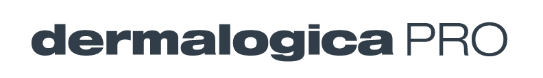 Logo de la marque Dermalogica PRO en texte blanc sur fond noir.
