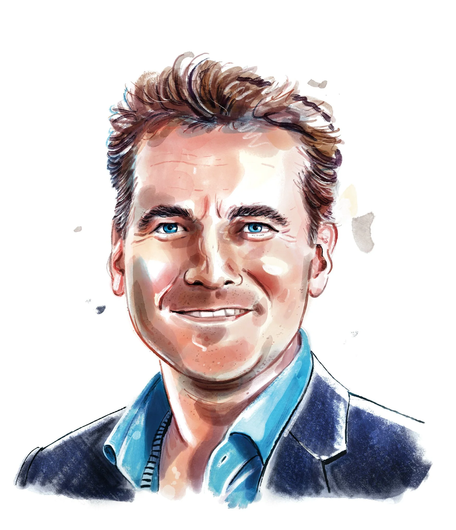 loose watercolour of a businessman