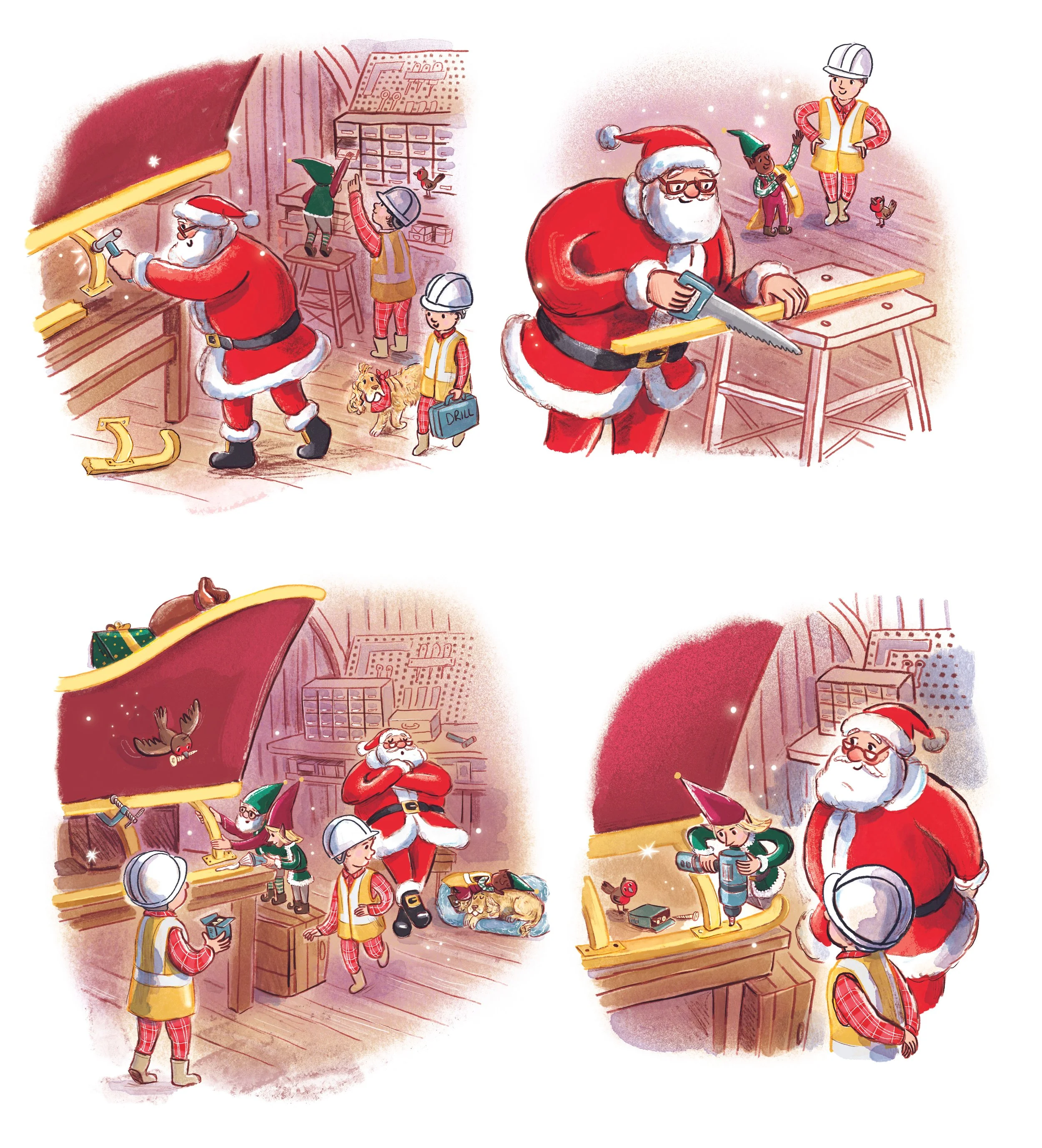 Santa helping the elves fix his sleigh.jpg