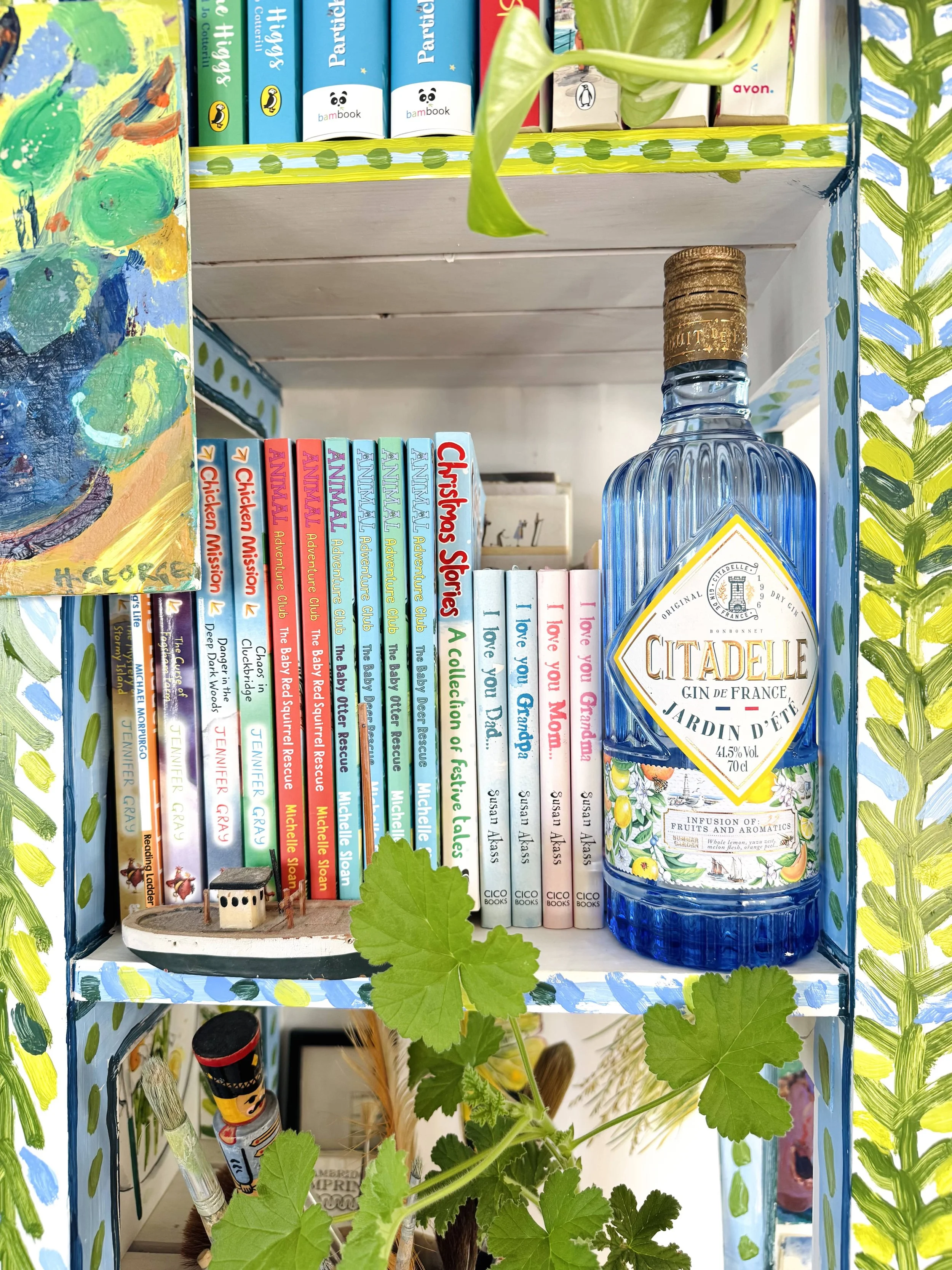 Gin on the studio shelf.jpg