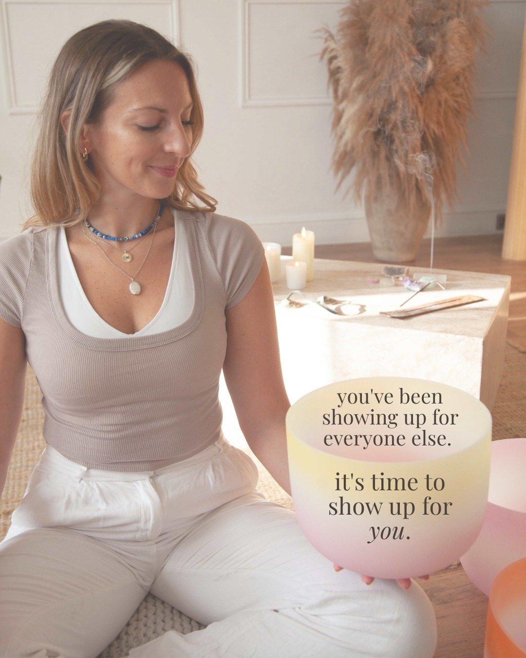 you have been showing up for everyone else. it's time to show up for you.

we are so used to earning rest. finishing the list first. proving we deserve a break. but stillness is a necessity, not a reward.

a sound bath changes that. 
no effort. no ex