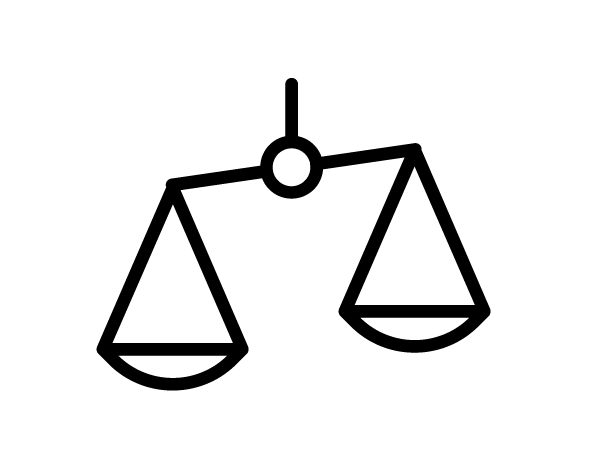 Dessin en noir et blanc illustrant une balance.