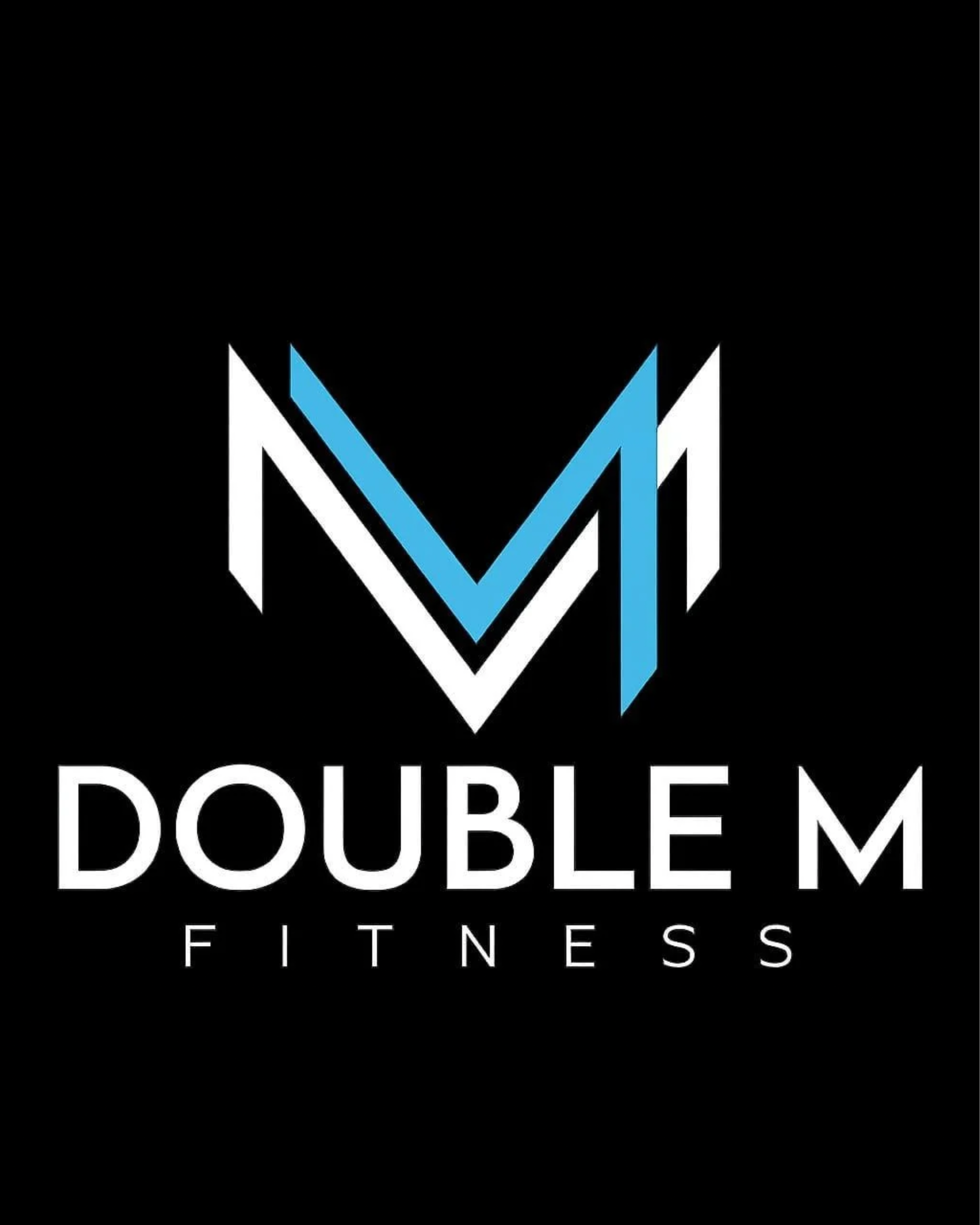Logo for Double M Fitness featuring a stylized 'M' in blue and white on a black background with the text 'Double M Fitness' beneath.