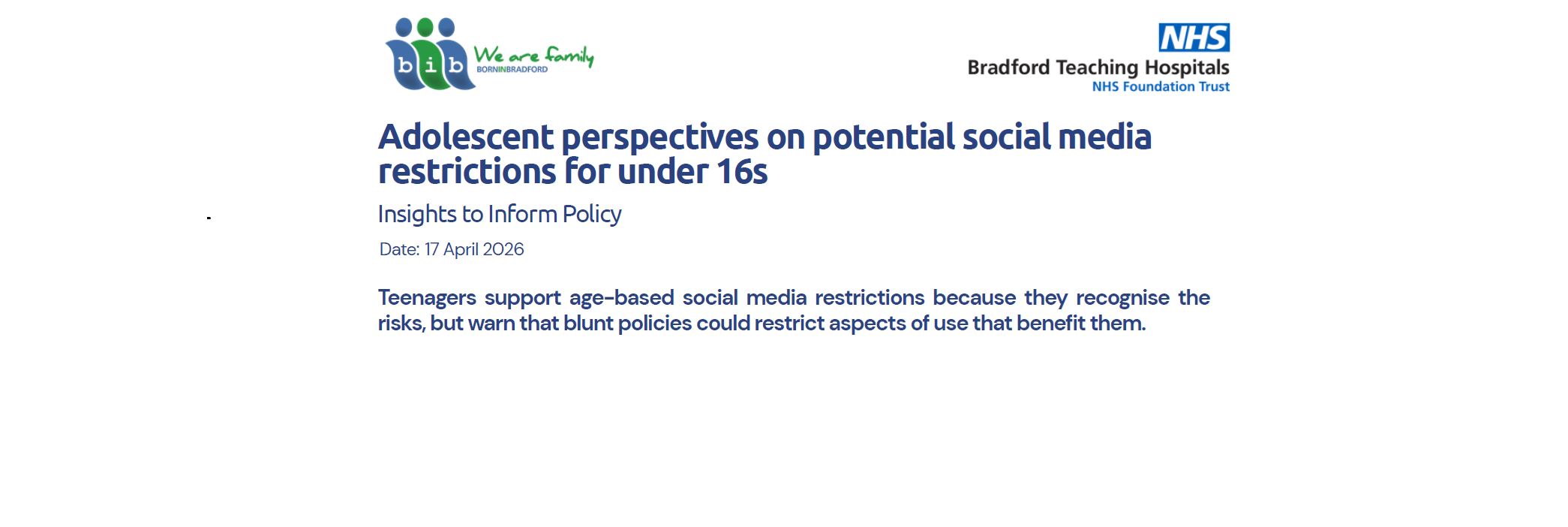 Policy Briefing: Adolescent perspectives on potential social media restrictions for under 16s