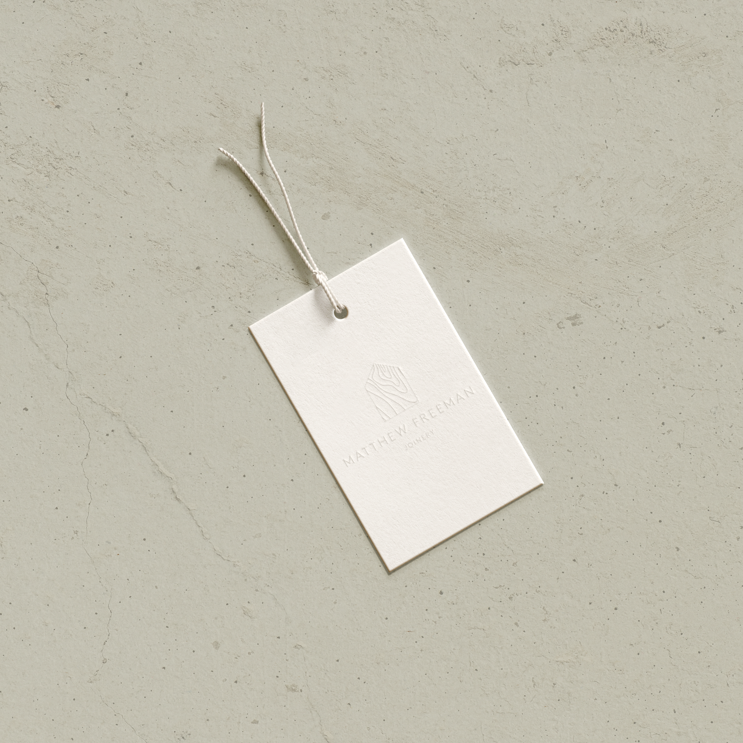 Elegant product tag featuring brand logo and colours, giving a professional, finished look to merchandise.