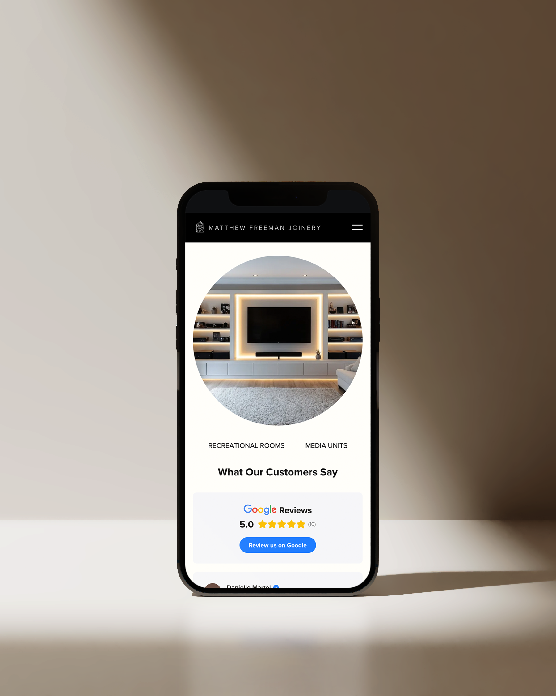 Small business website displayed on phone, tablet, and desktop screens, designed for responsiveness and search engine optimisation.