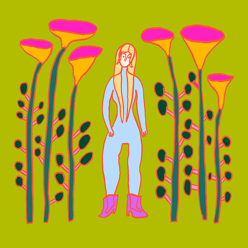 Tiny people, big flowers