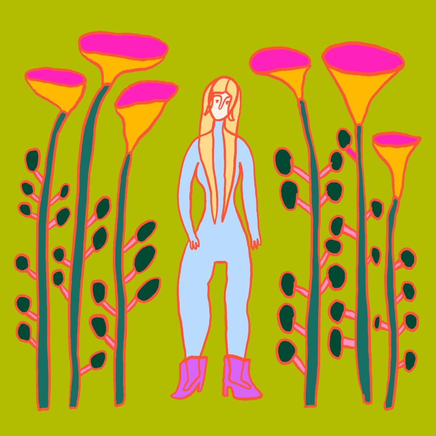 Tiny people, big flowers
