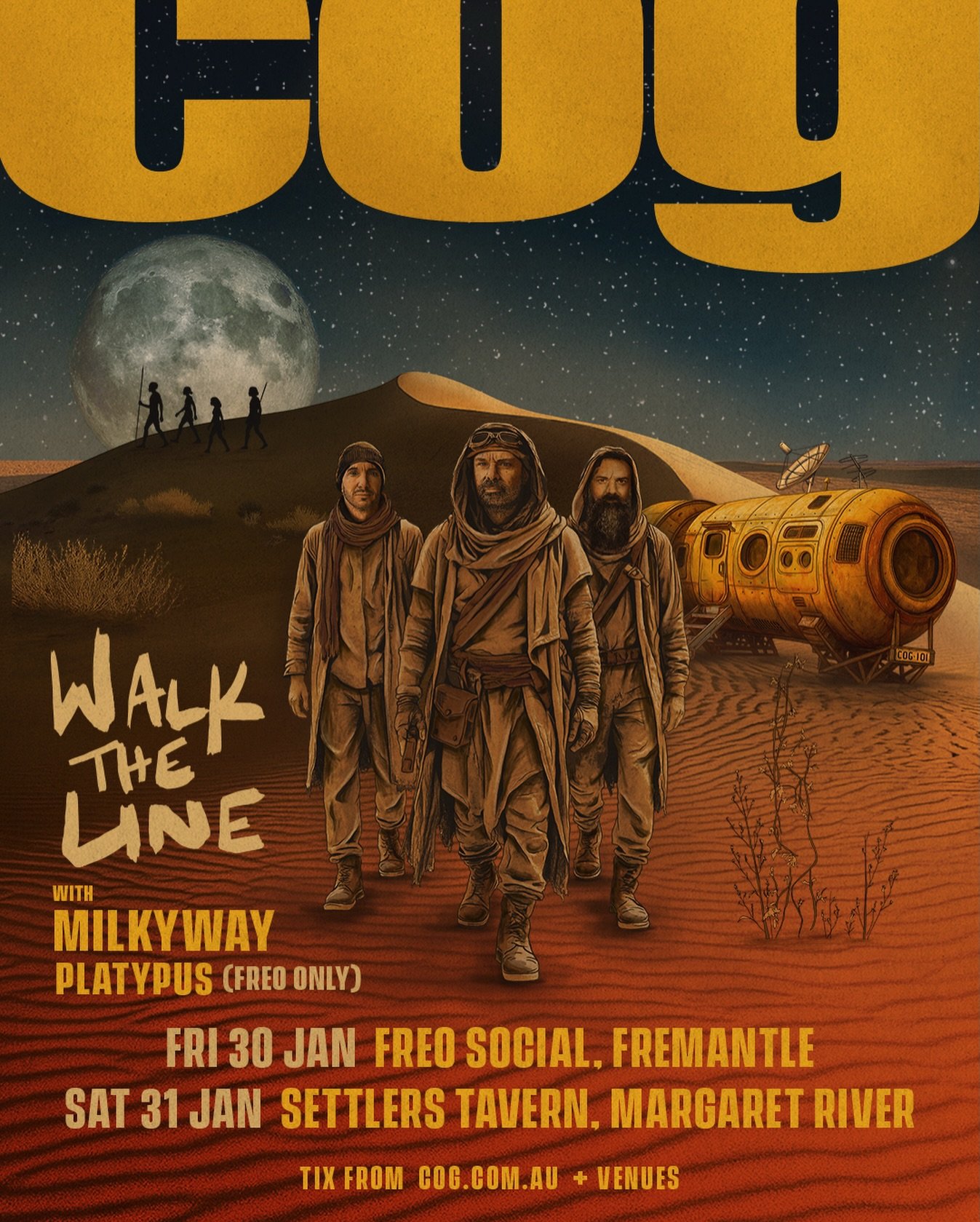 We&rsquo;re incredibly excited to announce that we will be supporting @cog101 on the West Coast leg of the Walk the Line tour. 

Fri 30 Jan - Freo.Social
Sat 31 Jan - Settlers Tavern (Margaret River)

Tickets in bio 🔗