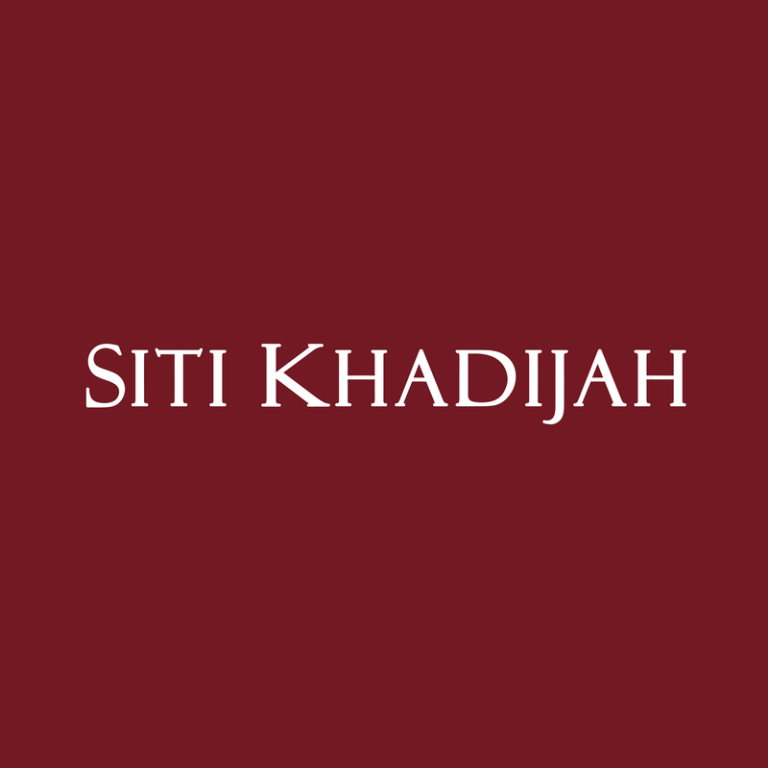 Text on a maroon background that reads "SITI KHADIJAH" in white uppercase letters.