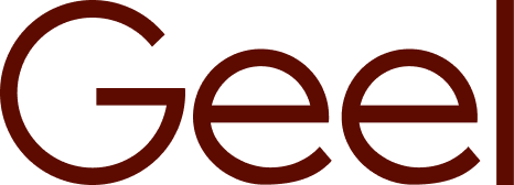 Close-up van de tekst 'Geel' in rode letters.