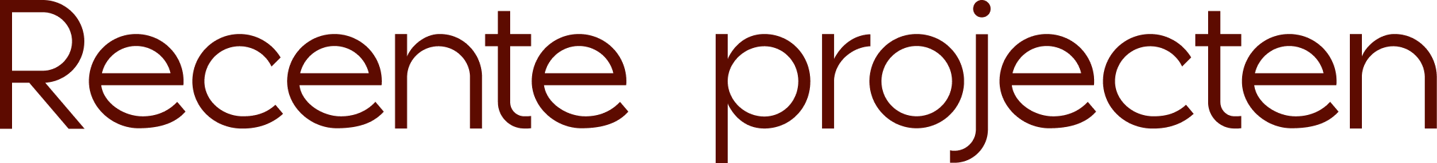 Deze afbeelding toont het logo van recente projecten, met de tekst 'Recente projecten' in grote, rode letters.