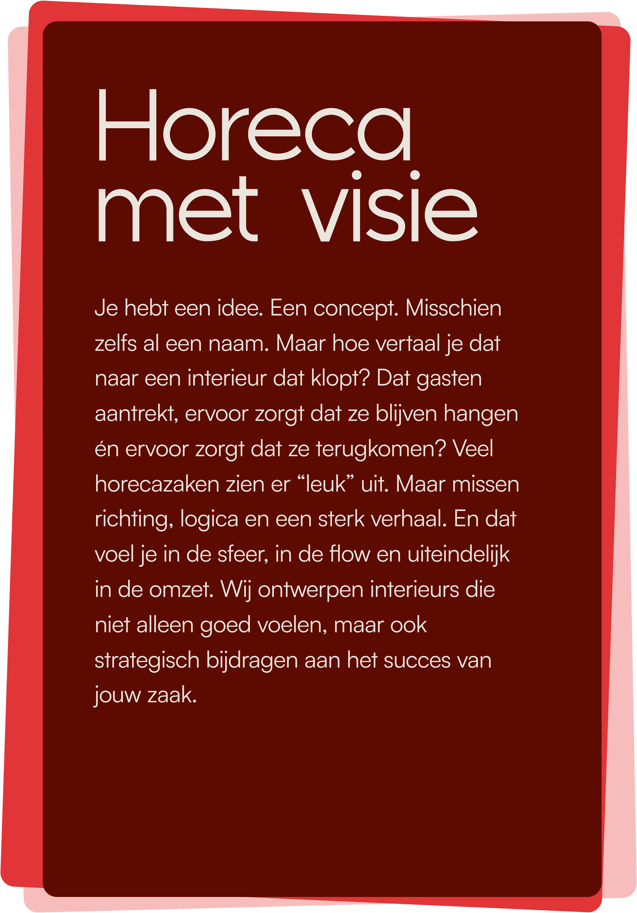 'Horeca met visie' en een beschrijvende tekst daaronder in het Nederlands.