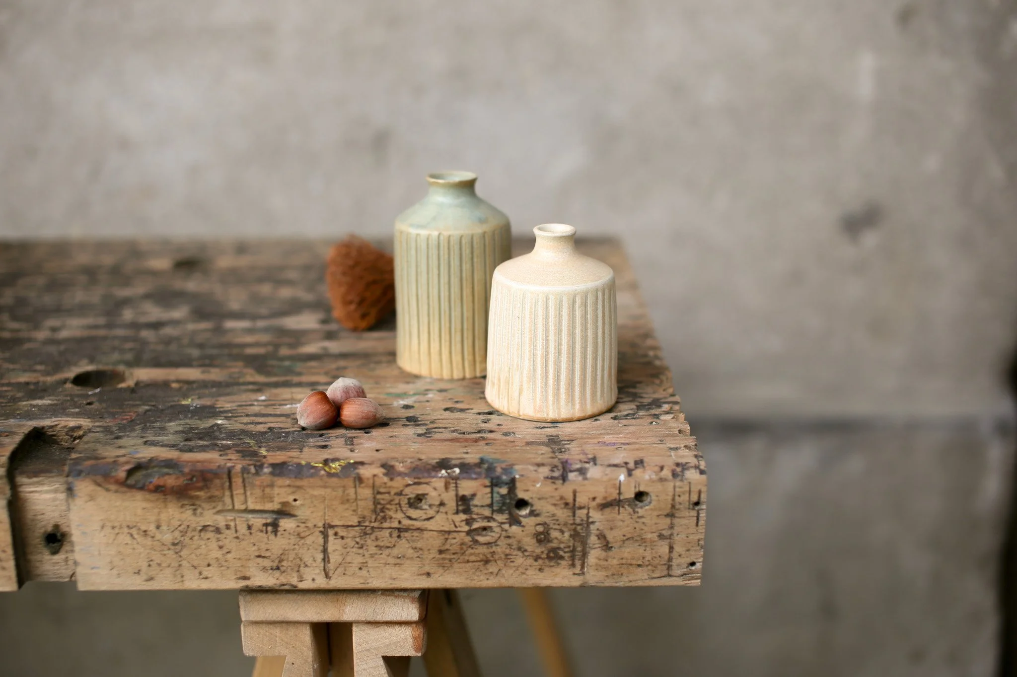 Carved Bud Vase Set