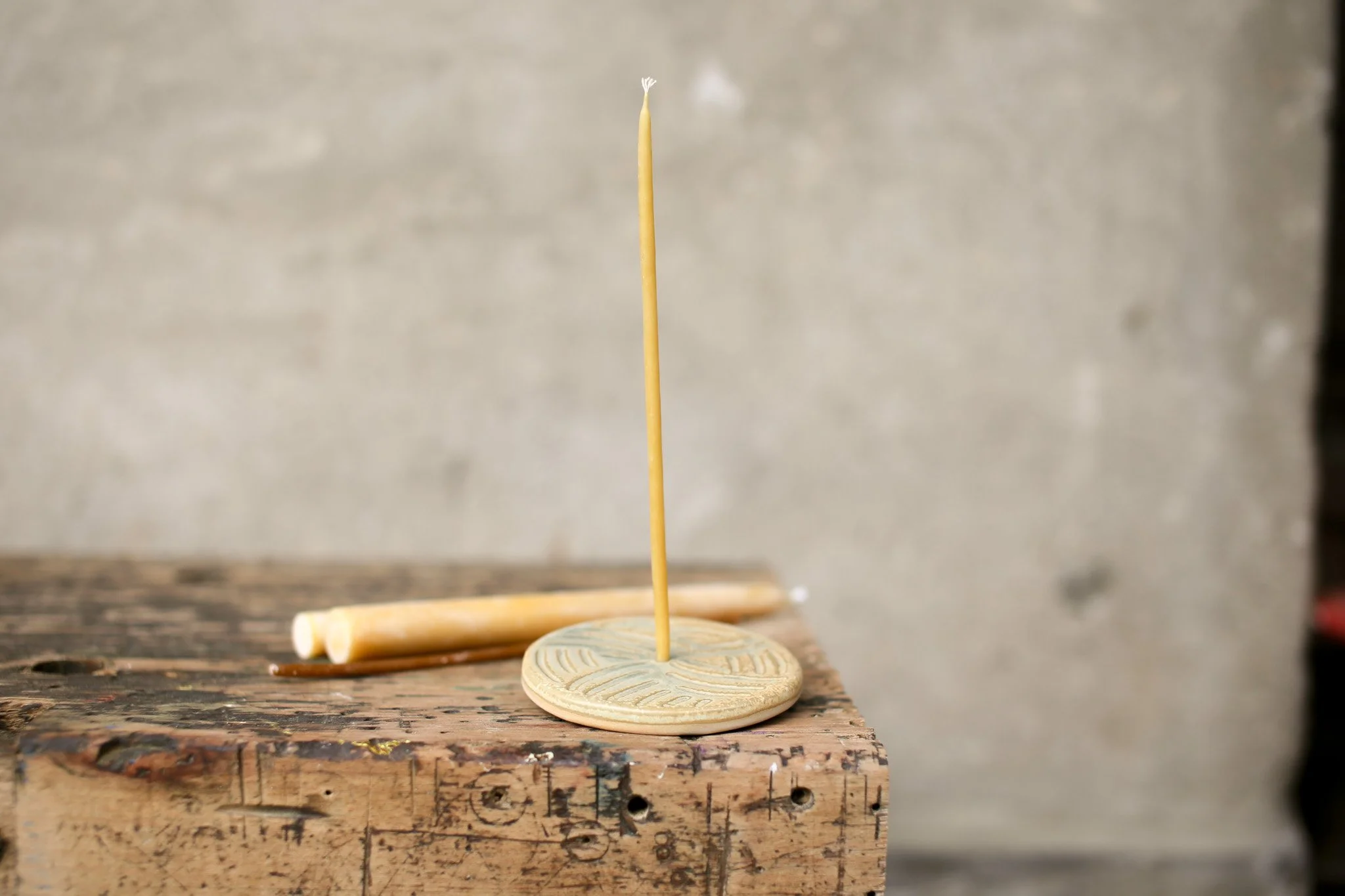 Slim Candle Holder — Spring Collection, Tribal carving