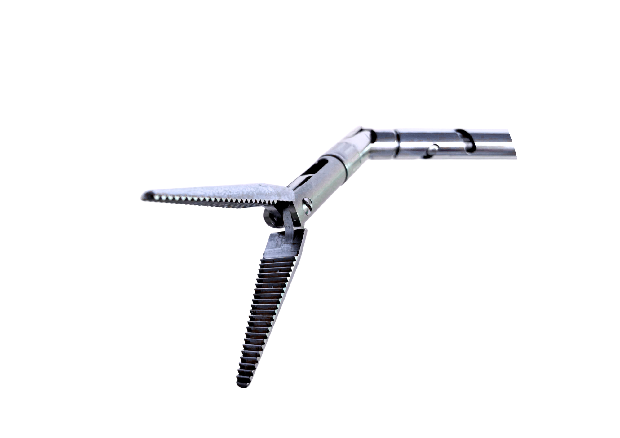 Close-up of the articulated tip of the SATA laparoscopic instrument, showing a stainless steel Dissector.