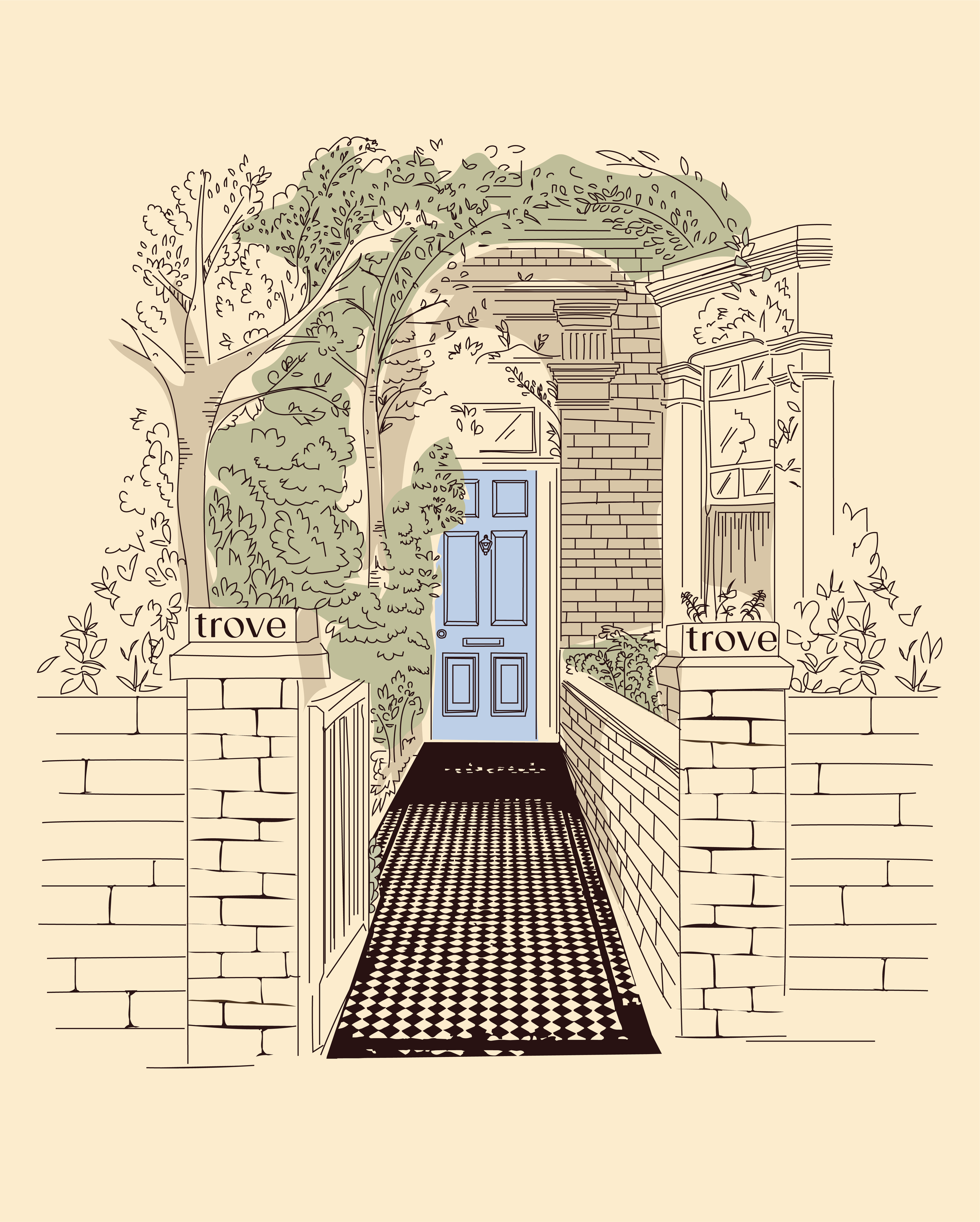 Illustration of a front porch. Property buying agents specialising in North West London. Start your search with us today.