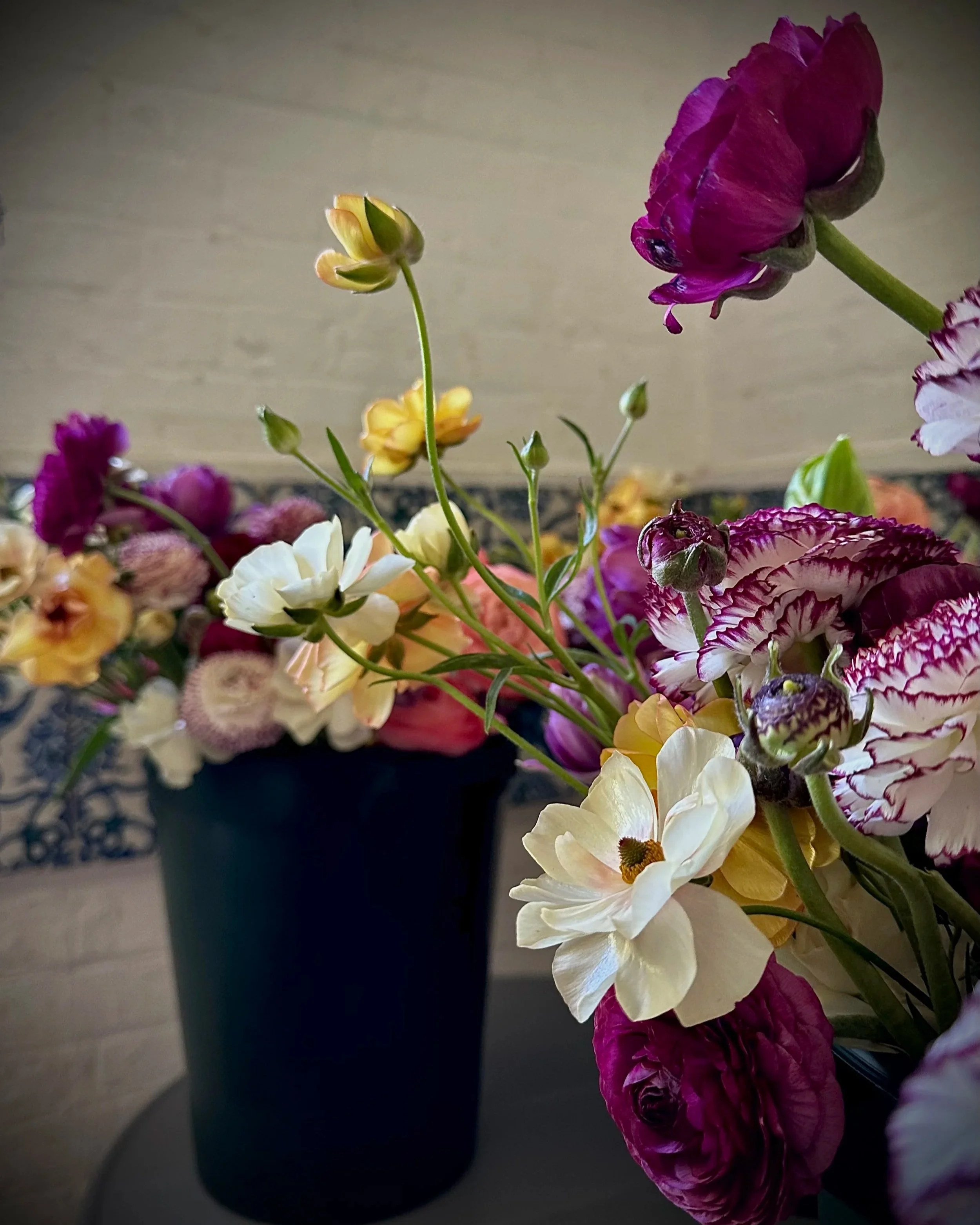 Tulip Ranunculus flower room buckets