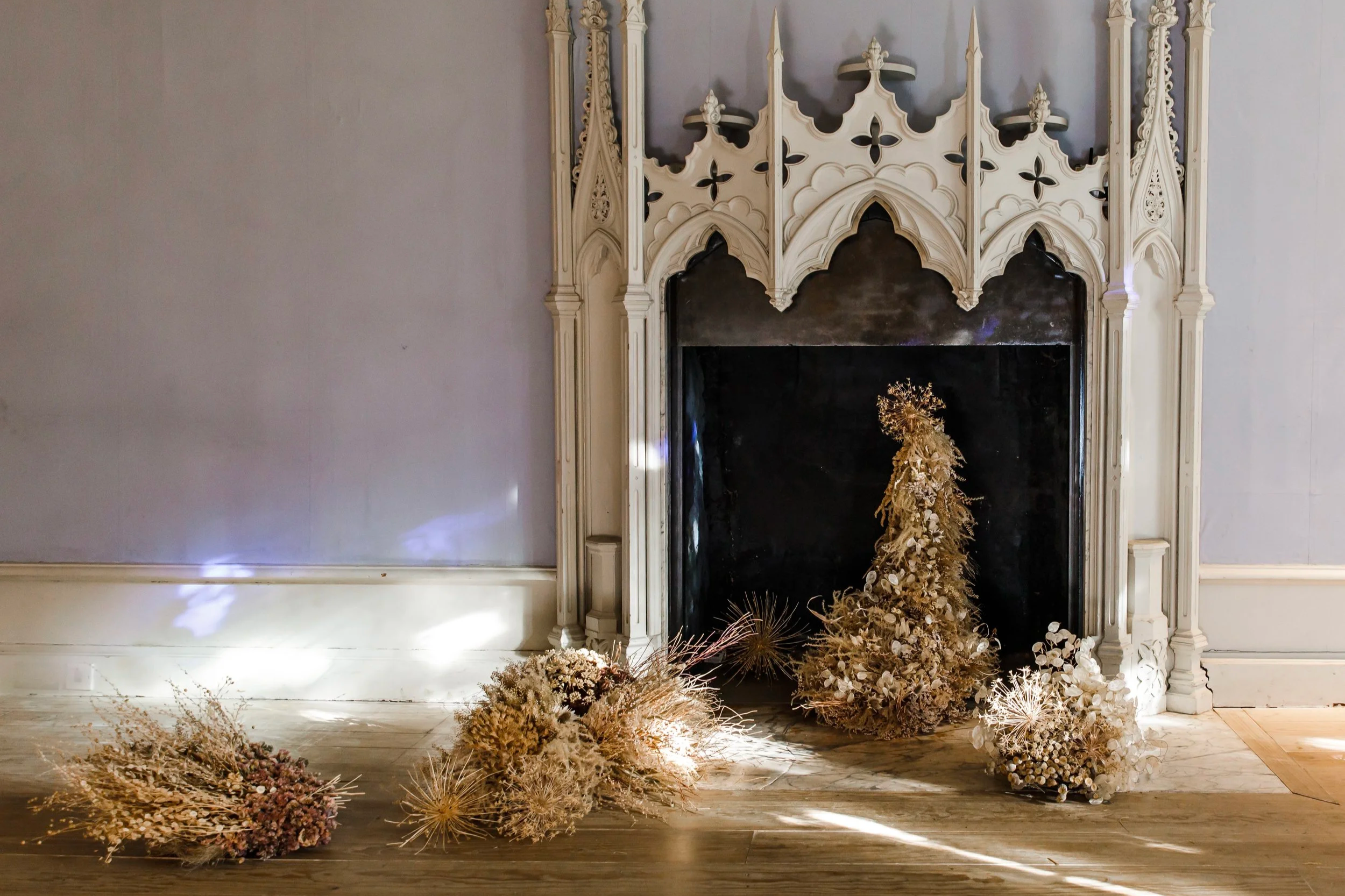 Dried botanical sculptures event installation