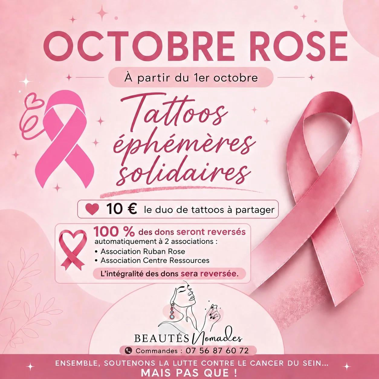 🎀 Octobre Rose, une parenth&egrave;se de douceur et de solidarit&eacute;

Comme chaque ann&eacute;e, c&rsquo;est avec un immense plaisir que je participe &agrave; cette belle op&eacute;ration Octobre Rose. 
💗
&Agrave; partir du 1er octobre, je vous