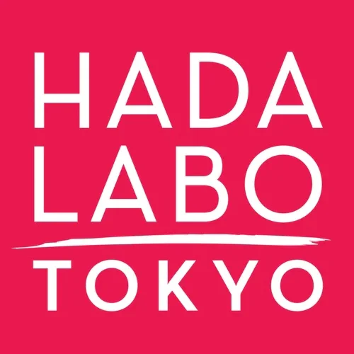 Pink background with white text reading 'HADA LABO TOKYO' in a bold, modern font.