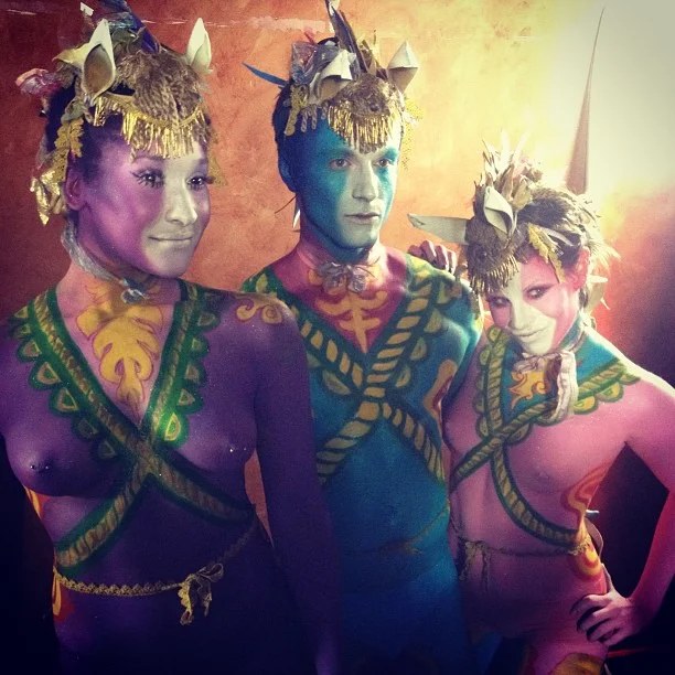 Carousel horse body paint for West end bares charity HIV event, Cafe De Paris, London