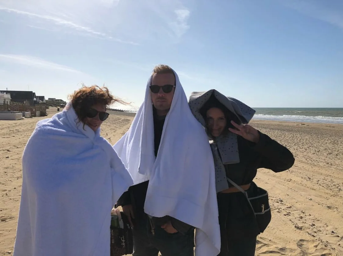 The ‘glamour’ of a location shoot for Elle UK assisting makeup artist Fredrik Stambro with hair stylist Anna Cofone