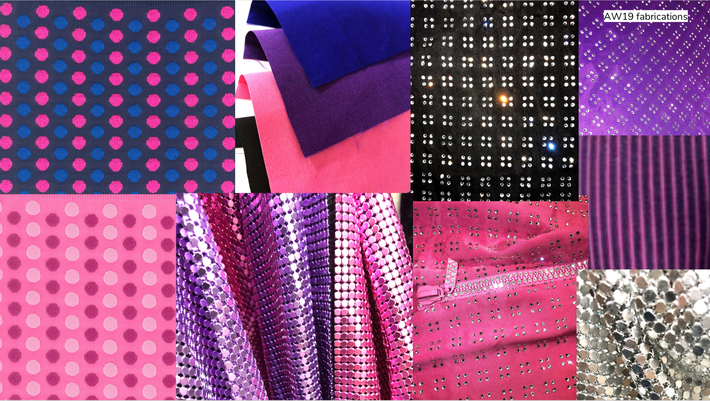 Fabric swatches from the AW19 collection