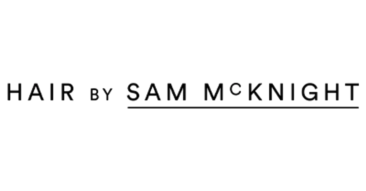 Logo for Hair by Sam McKnight with stylized text and an underline