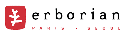 Logo with a red square containing a black tree symbol and the words 'verborian PARIS SEOUL' in black and red text.