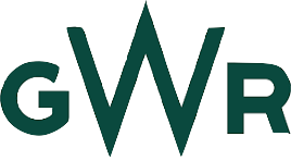 Stylized logo with the letters GWR in dark green with a prominent 'W' in the center.