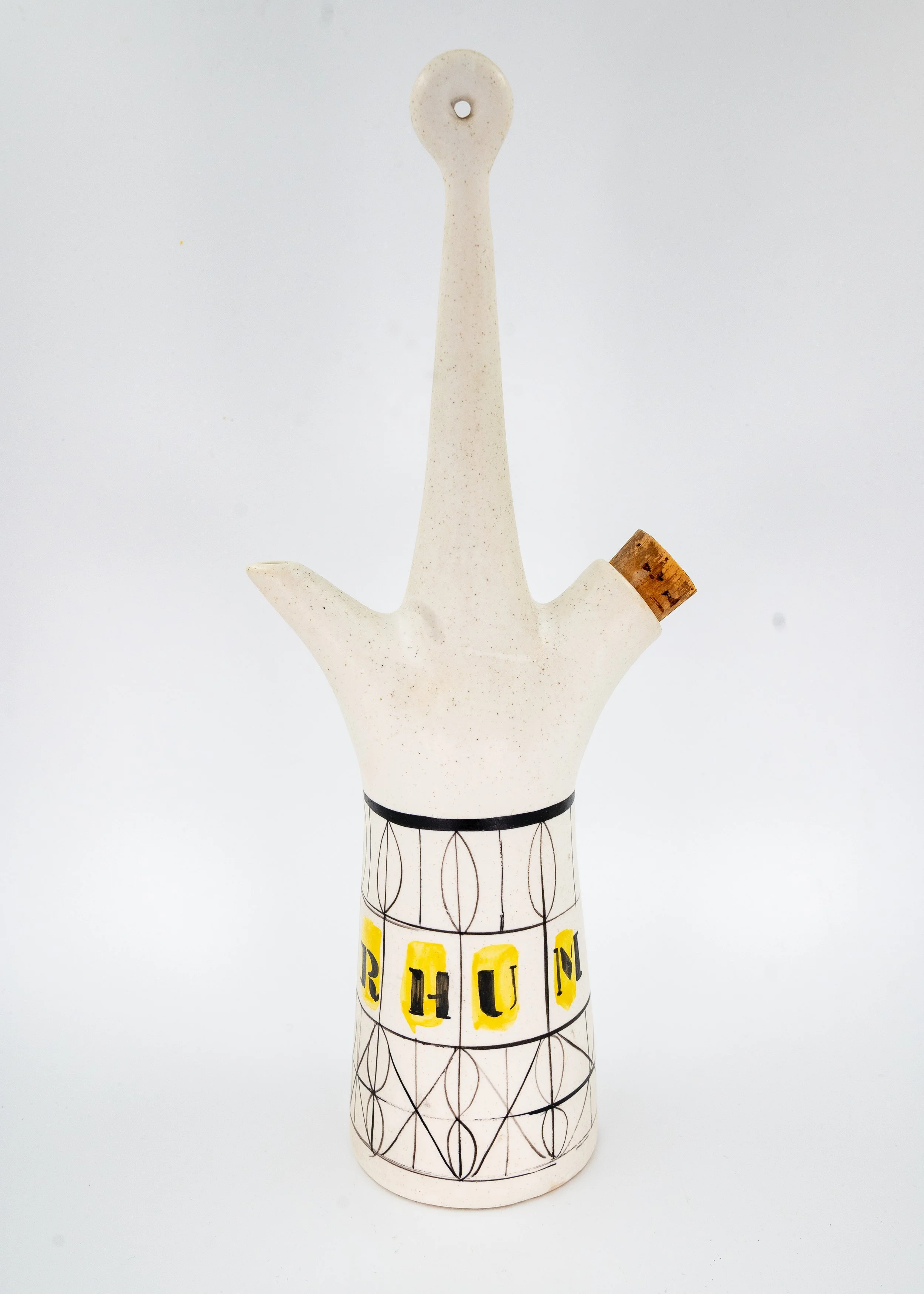 Roger Capron Large Ceramic Rhum Carafe Pitcher. Vallauris, France. 1950s 1960s