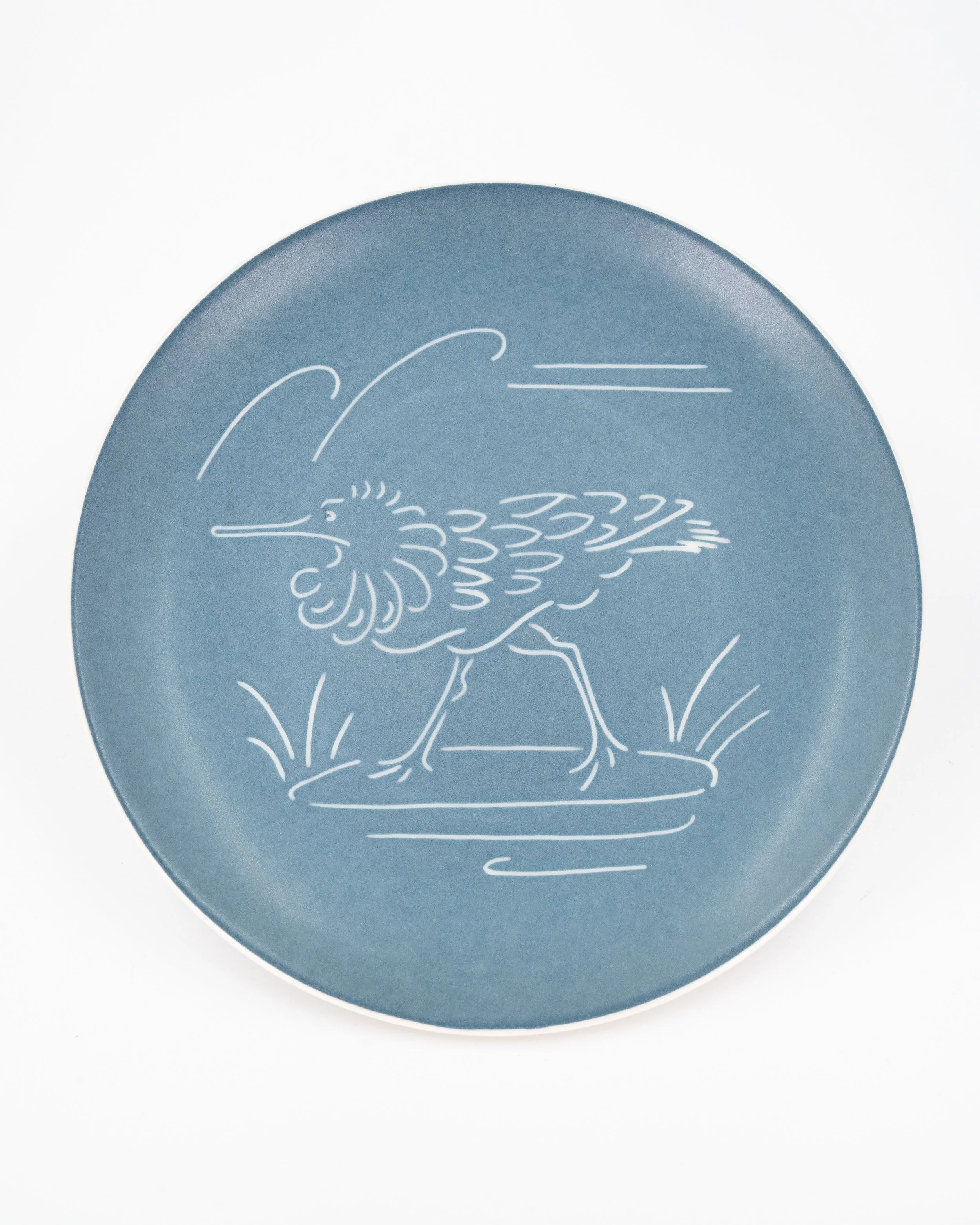 Poole Pottery Plate With Sgraffito Bird Decoration. John Adams/Truda Carter 1950s.