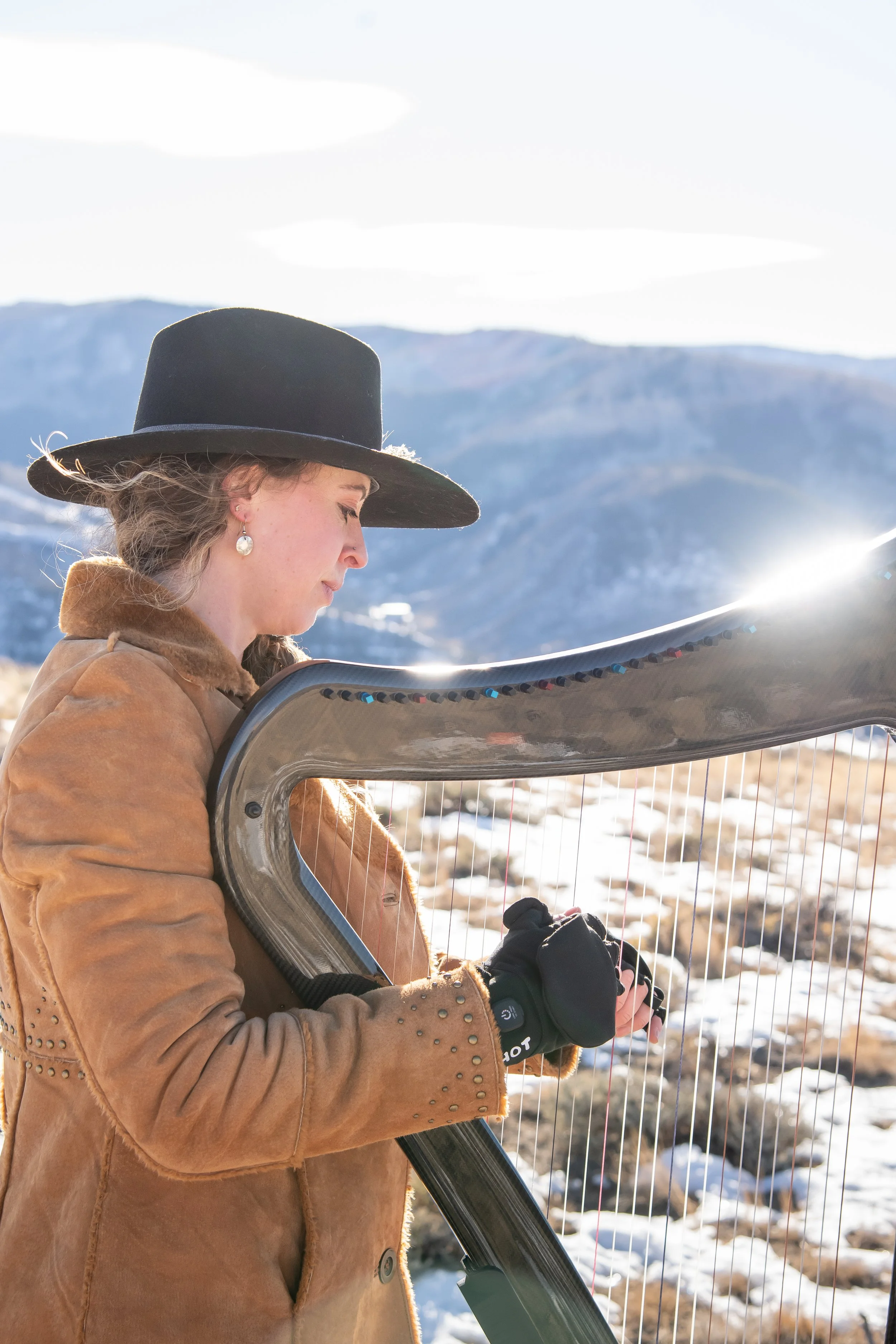 Carbon fiber electric harp. Mountain Propsal. Vail, CO