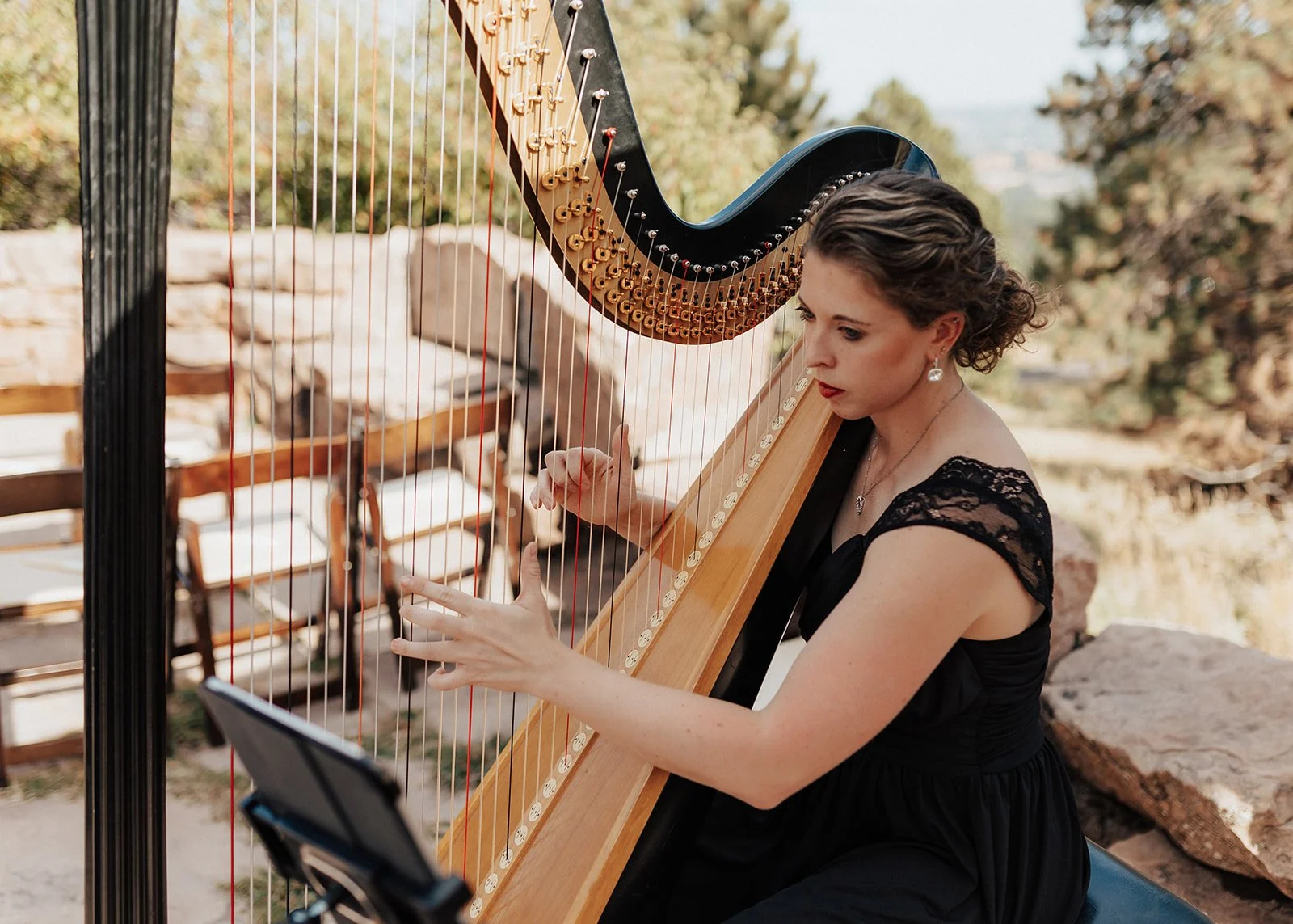 Outdoor ceremony and impromptu dance party at the Halfway House. Boulder, CO